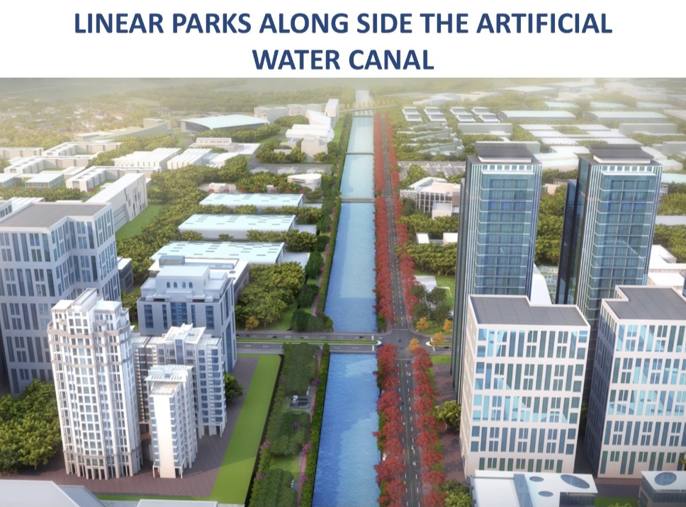 Linear parks along canal
